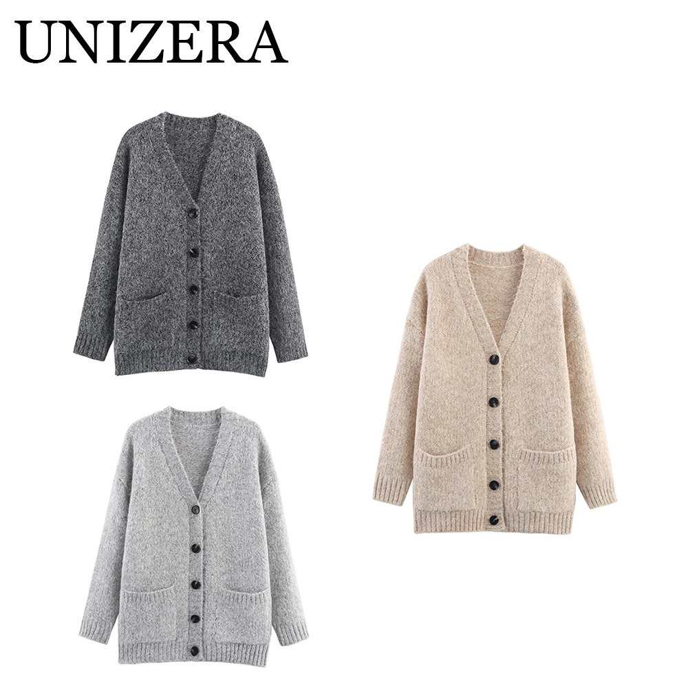 

New women's clothing European and American style fashionable simple V-neck single breasted knitted sweater cardigan