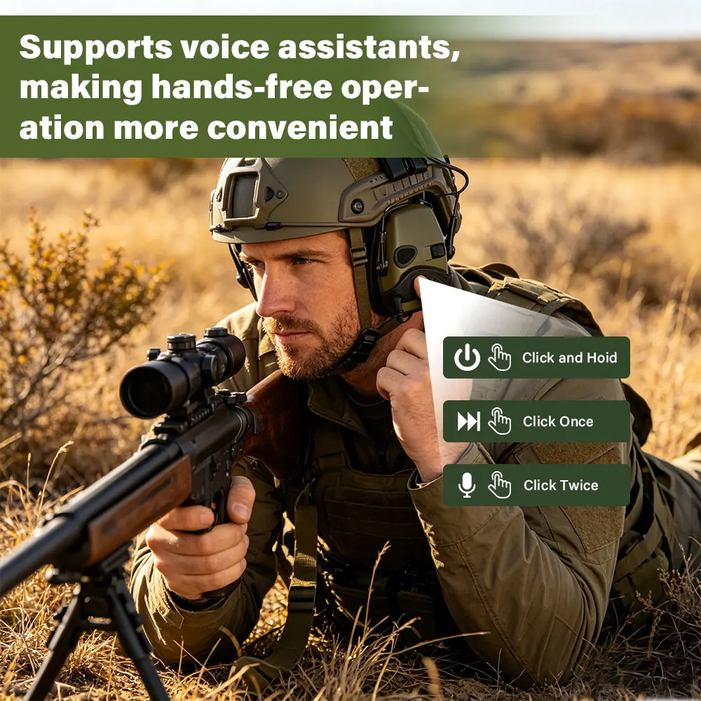 Active Hunting Tactical Earmuff with BT for Shooting Electronic Hearing Protection Headset Noise Reduction Hunting Headphone