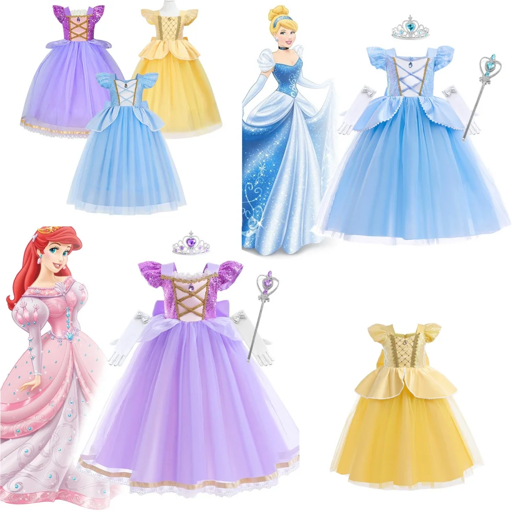 

Disney Girl Cinderella Cosplay Dress Up Clothes For Girls Halloween Carnival Party Princess Costume Kids Birthday Wedding Gown