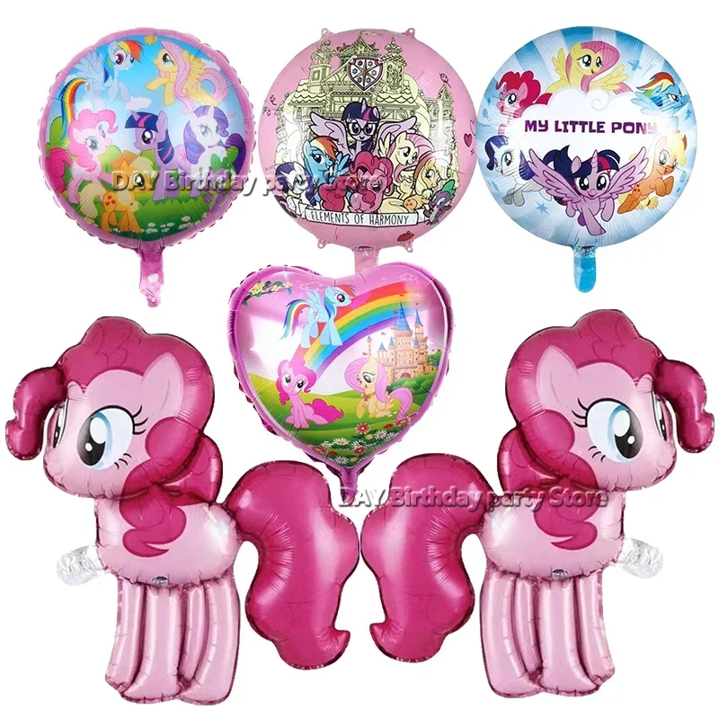 My Cute little Pony ฟอยล์บอลลูนชุดสุขสันต์วันเกิดปีจํานวน 32 นิ้ว 1-9 โบว์สีชมพูสาวโปรดปราน Pony Globlos ของขวัญอาบน้ําเด็ก