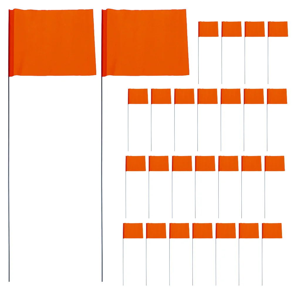 

60Pcs Ground Marker Flags Orange Mini Flags Steel Wire Stakes Yard Survey Sprinkler Irrigation Marker Lawn Marking Stakes