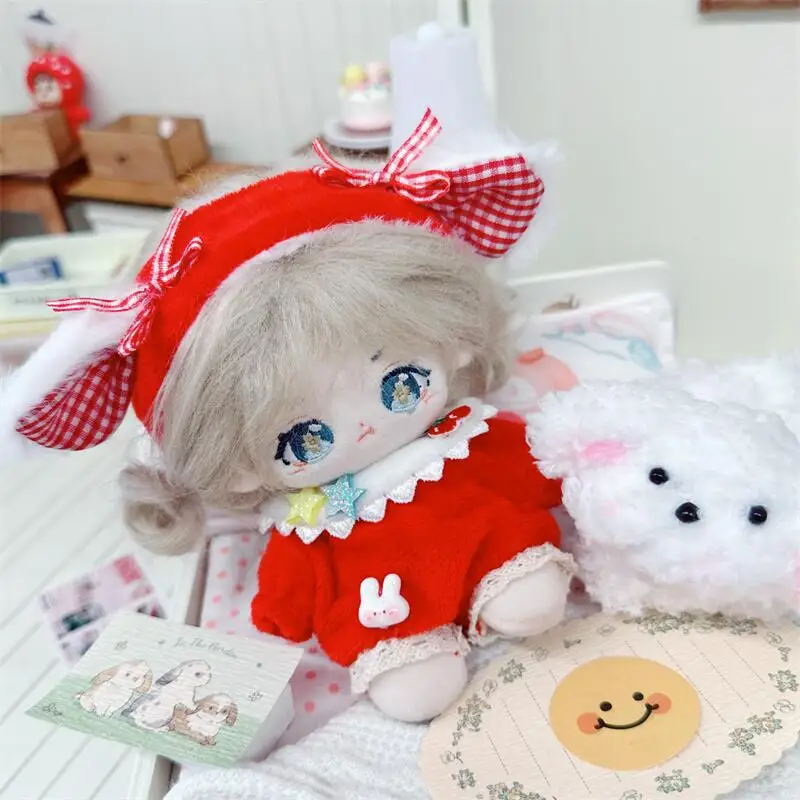 10cm Cute Sweet Cherry Red Set Plush Doll Kawaii Stuffed Soft Idol Cotton Doll DIY Clothes Accessory for Girls Kids Fans Gifts