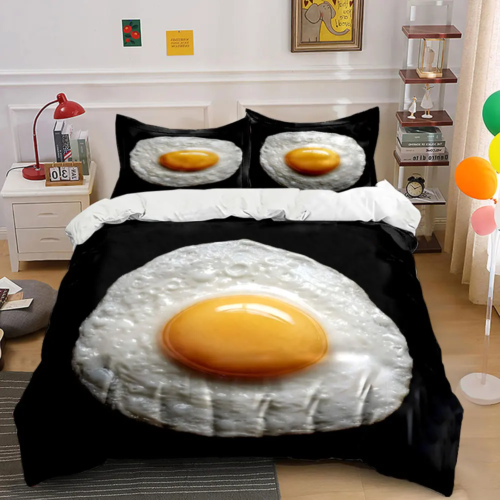 Perfect golden yolk fried egg Printed Duvet Cover Set1 Duvet Cover+2 PillowcaseMulti Size Bedroom Bedding Decoration
