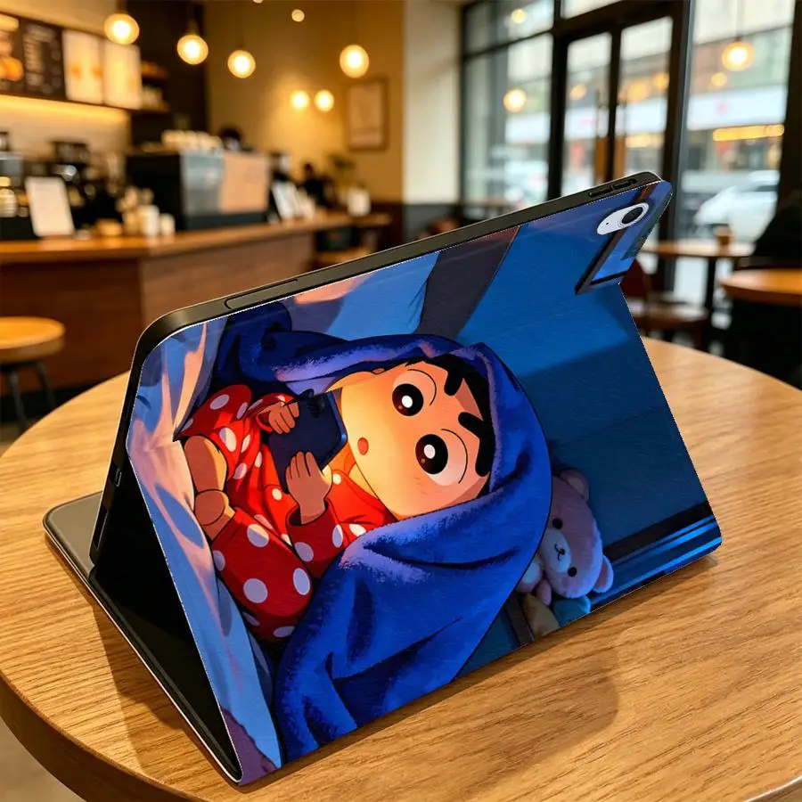 Case for Samsung Galaxy Tab S9 FE S7 S8+ S10 Plus S9+ S10 Lite S10FE S11 A7 Lite A8 A11 A9Plus with Pencil Slot Funny Shin-Chans
