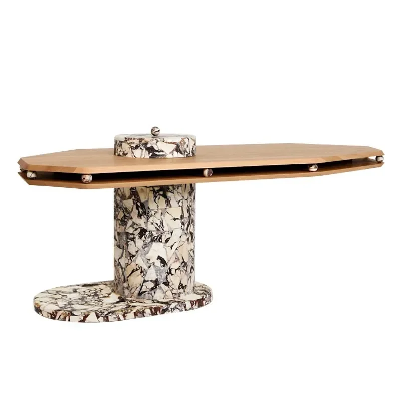 Italian natural, marble suspended desk, modern light luxury high-end sense, creative solid wood