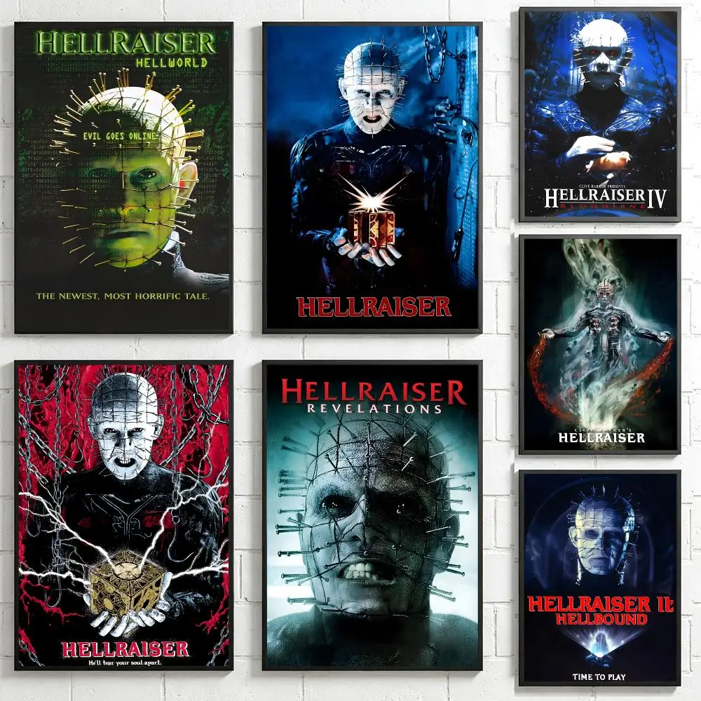Movie H‑Hellraiser Poster HD Poster Retro Industrial Style Suitable for Living Room Bar Corridor and Gift Giving
