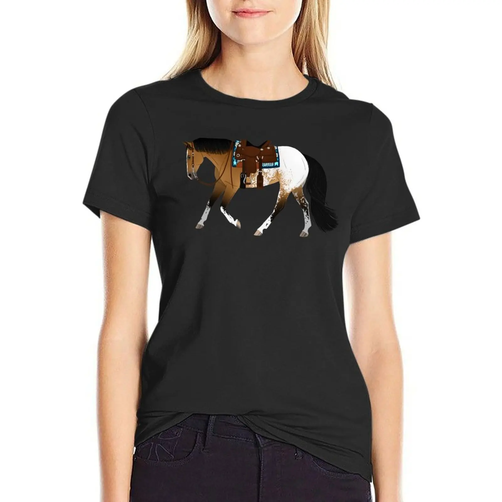 Buckskin Appaloosa Ranch Horse - Equine Rampaige T-Shirt Female clothing Short sleeve tee Blouse Woman fashion