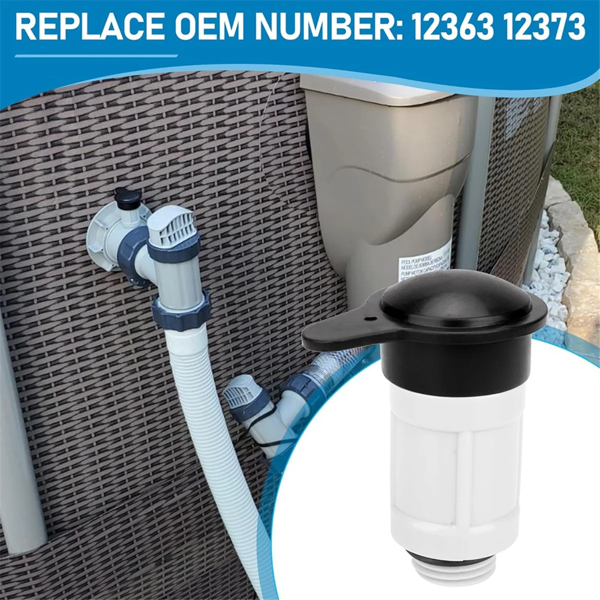 Vanne à jet d'air et capuchon de assujetà jet d'air, entrée de piscine hors sol Intex, compatible avec 26165EH, 26167EH, 12363, 12373