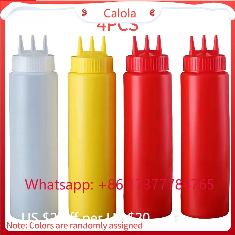 4PCS Three-Hole Squirt Condiment Bottles XEOLEO PE Material Home Kitchen Sauce Storage Bottle