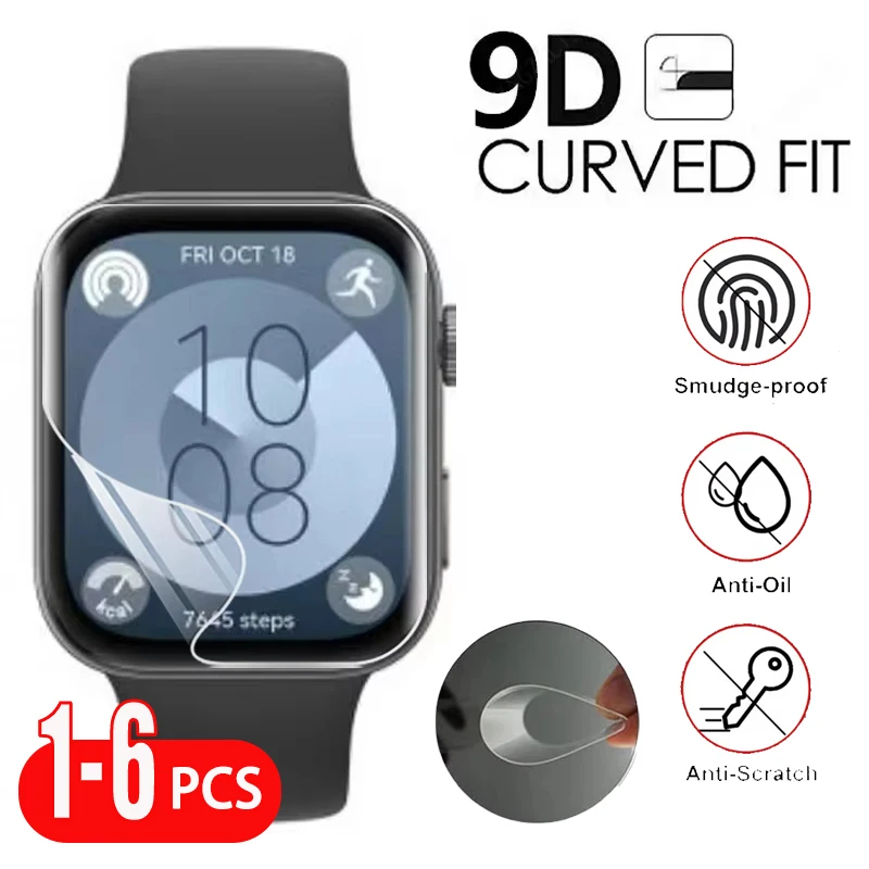 1-6 PCS Hydrogel Film For Huawei Watch Fit 3 HD Clear Soft Full Screen Protector Film  For HUAWEI Fit 3 Smartwatch Accessories