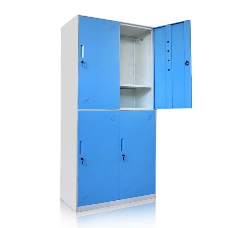 Modern Customized 4-Door Metal Wardrobe Steel Almirah Closet for Bedroom Hotel School Hospital Use Office Furniture