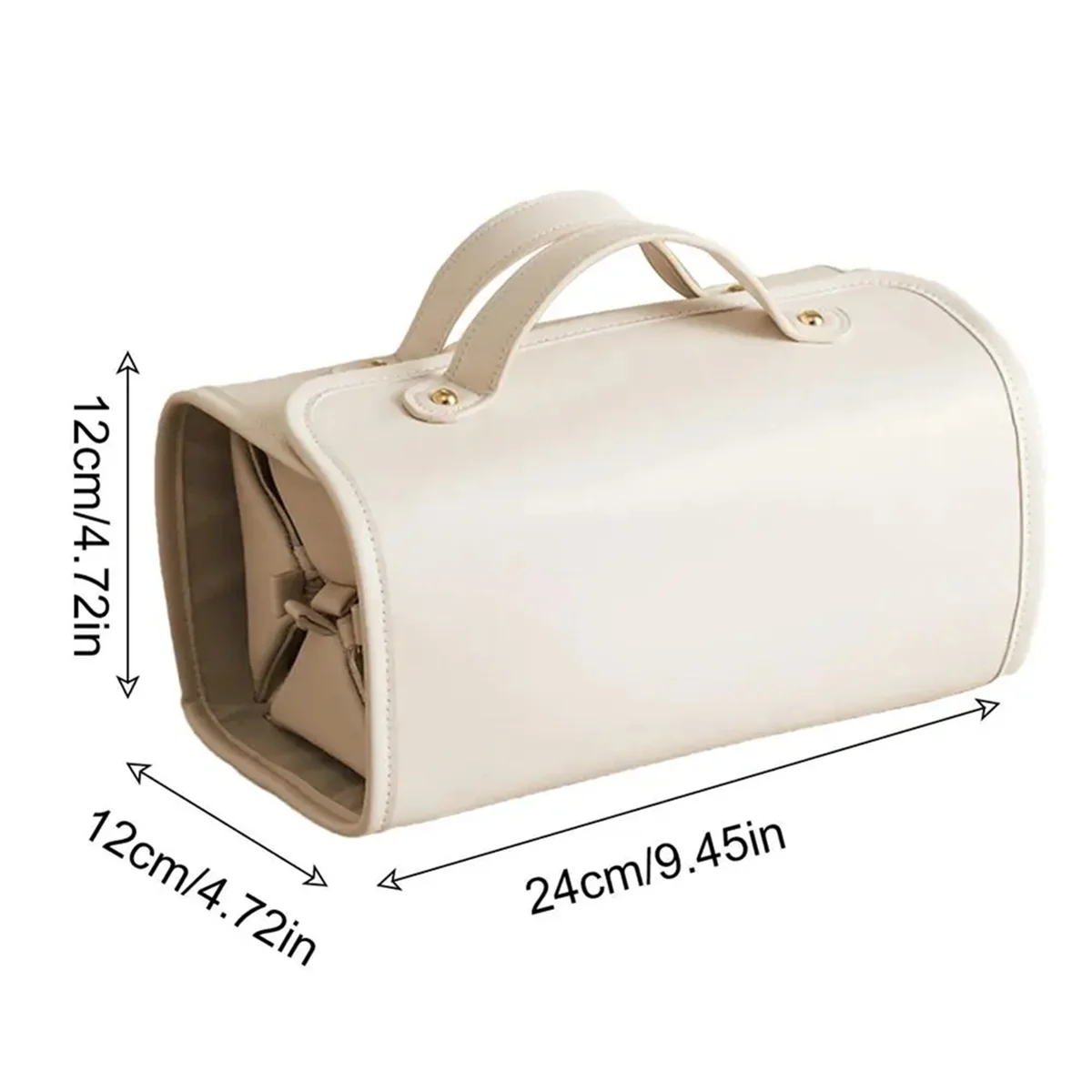 AT42 Bolsa organizadora de maquiagem para viagem de grande capacidade com design dobrável Bolsa de higiene pessoal e maquiagem à prova d'água branco cremoso