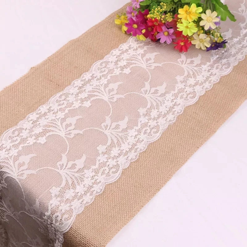 Lace Flower Linen Table Runner Used For Wedding Decoration Home Decoration And Party Using Embroidery Technology Tablecloth