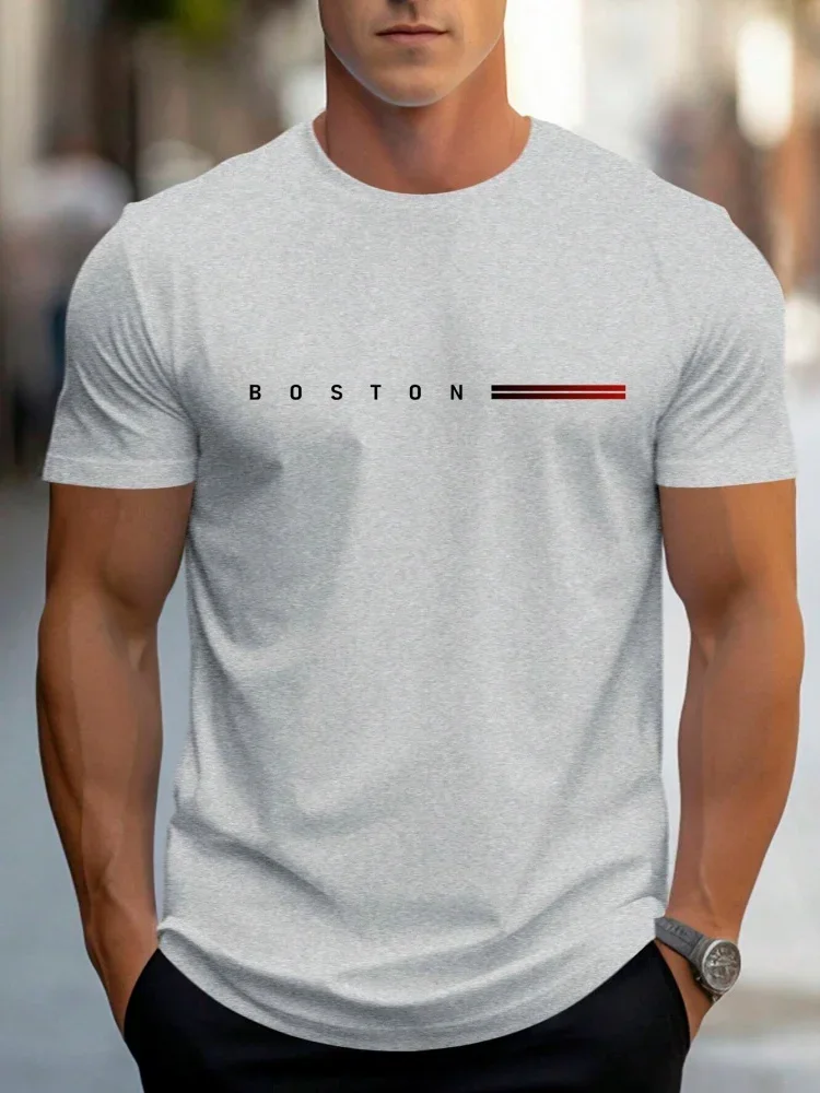 2026 Mode 3D-Buchstaben-Print Herren T-Shirt Sommer Lässiger Rundhals Kurzarm-Oberteil Trendige Streetwear Herrenkleidung
