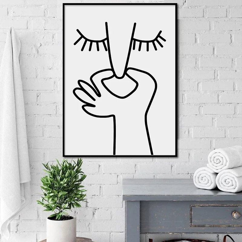 Black White Abstract Humour Bad Smell Funny Bathroom Poster Prints Canvas Painting WC Toilet Wall Art Pictures for Room Decor