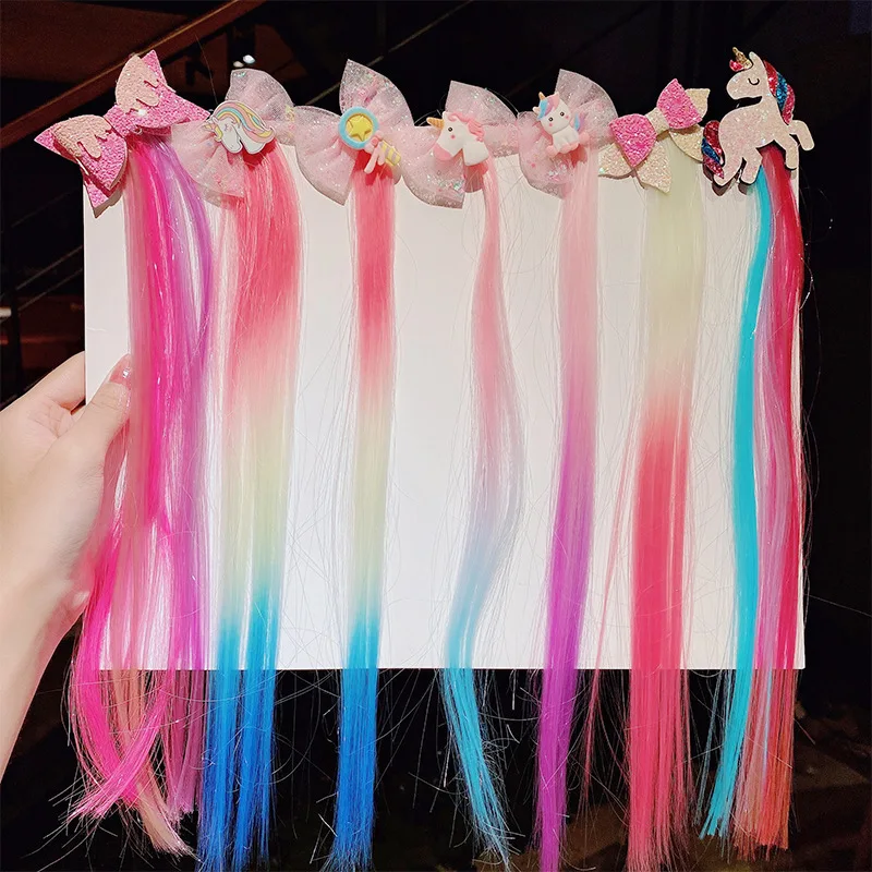 New Girls Cute Cartoon Unicorn Princess Bow Colorful Braid Headband Sweet Hair Ornament Clips Hairpins Fashion Hair Accessories