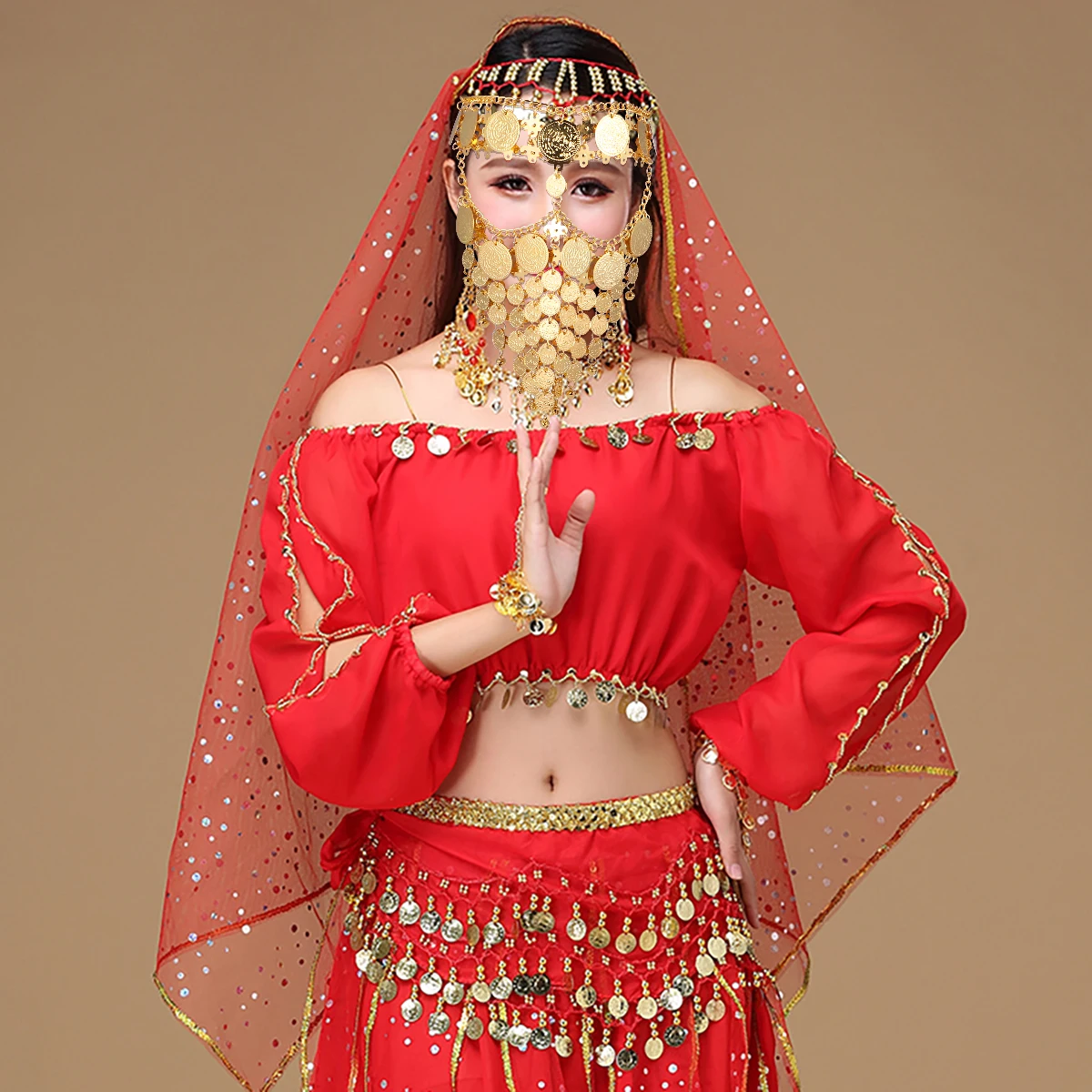 

Metal Veil For Belly Dance Elegant Face Chain Decorative Party Mask Cosplay Masquerade Accessory Performance Costume