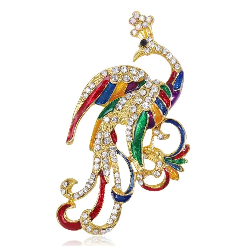New Hummingbird Cute Enamel Pins Ethnic Multicolor CZ Pearl Phoenix Brooch For Women Fashion Metal Women's Jewelry Accessories