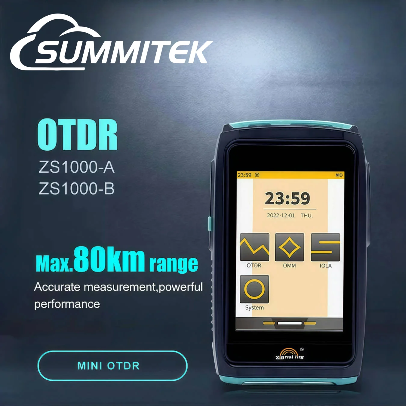 

Summitek ODTR Fiber Tester Signal Fire Model 6 in 1 Mini Optical Fiber OTDR Optical Time-domain Reflectometer Model ZS1000-A/B