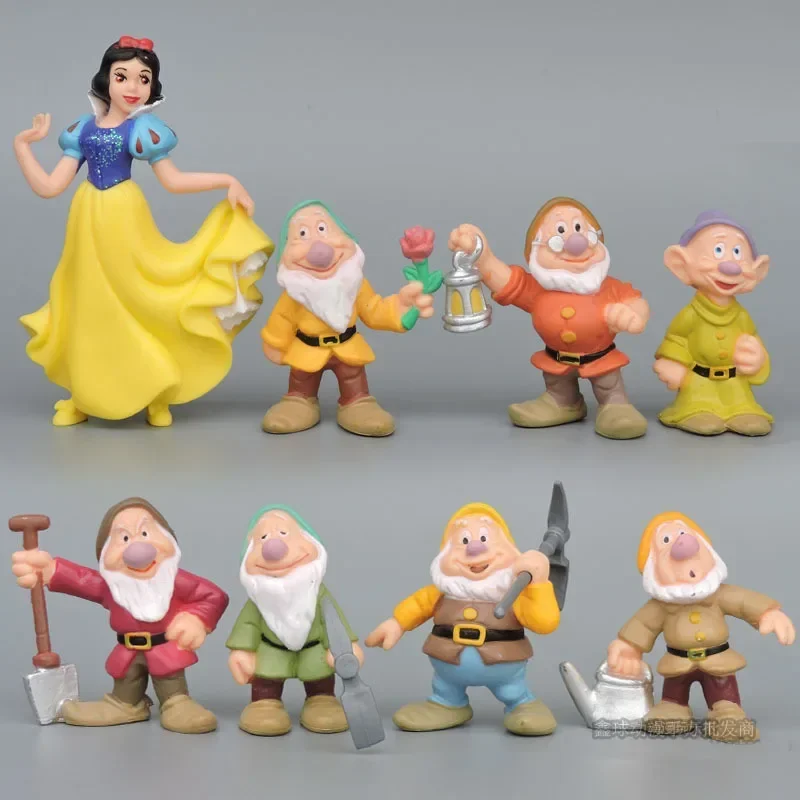 Conjunto de 6 figuras de ação, elsa, olaf, anna, bonecas, branca de neve, sete ou sete anões, gato cheshire