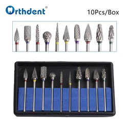 10 Pcs Tungsten Cone Carbide Drill Bit Dental Milling Cutters Dentistry Laboratory Rotary Tool Tooth Polishing Strawberries