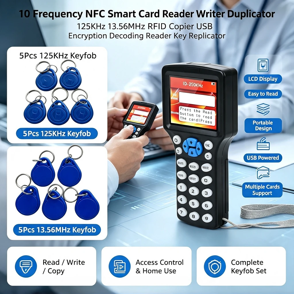 DIXSG Duplikator RFID 125KHz Kopiarka Kart Kluczowych RFID Super Zaawansowany Czytnik Kart Inteligentnych 13.56MHz Szyfrowany Programator USB UID / T5577