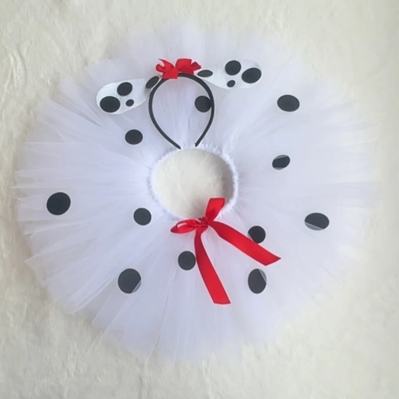 Dalmatian Dog Tutu Skirt for Baby Girls White Spotted Animal Halloween Costume for Kids Toddler Puppy Dressing up Outfit