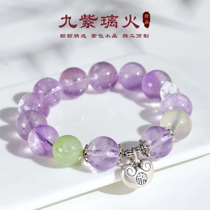 

Nine Years Of The Zodiac Year Leaving Fire Grape Stone Irregular White Crystal Cut Surface Purple Aquamarine Blue Lucky Hand St