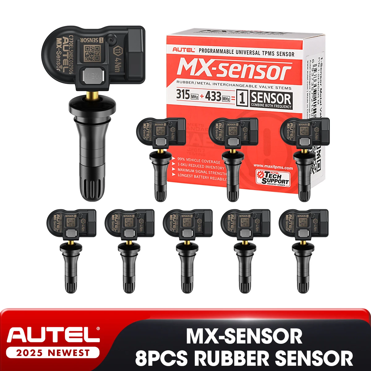 Sensor Autel MX 433MHZ+315MHZ 2 en 1, Herramienta de Reparación de Neumáticos TPMS, Accesorio Automotriz para MaxiTPMS TS501 TS508