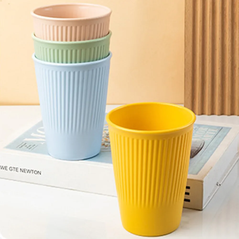 4PC/Set Wheat Straw Cup Multi-Functional Cola Coffee Plastic Cup Drinking Cup Kids Cups Reusable Portable Tea Cups Gifts