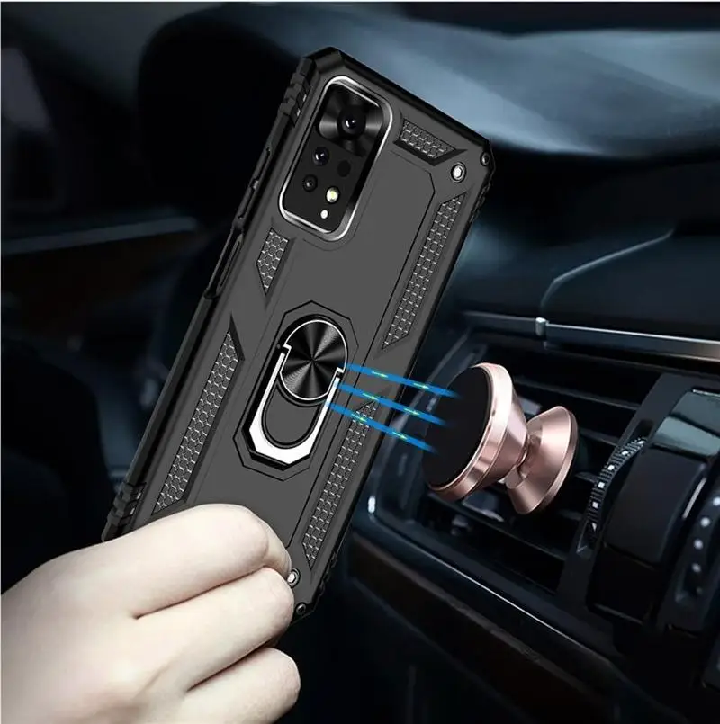 Armor 360° rotating stent protective cover for xiaomi Redmi 13 12 11 Pro Ultra 10C 12 11 10 Lite Note 9 10 11 12 phone case