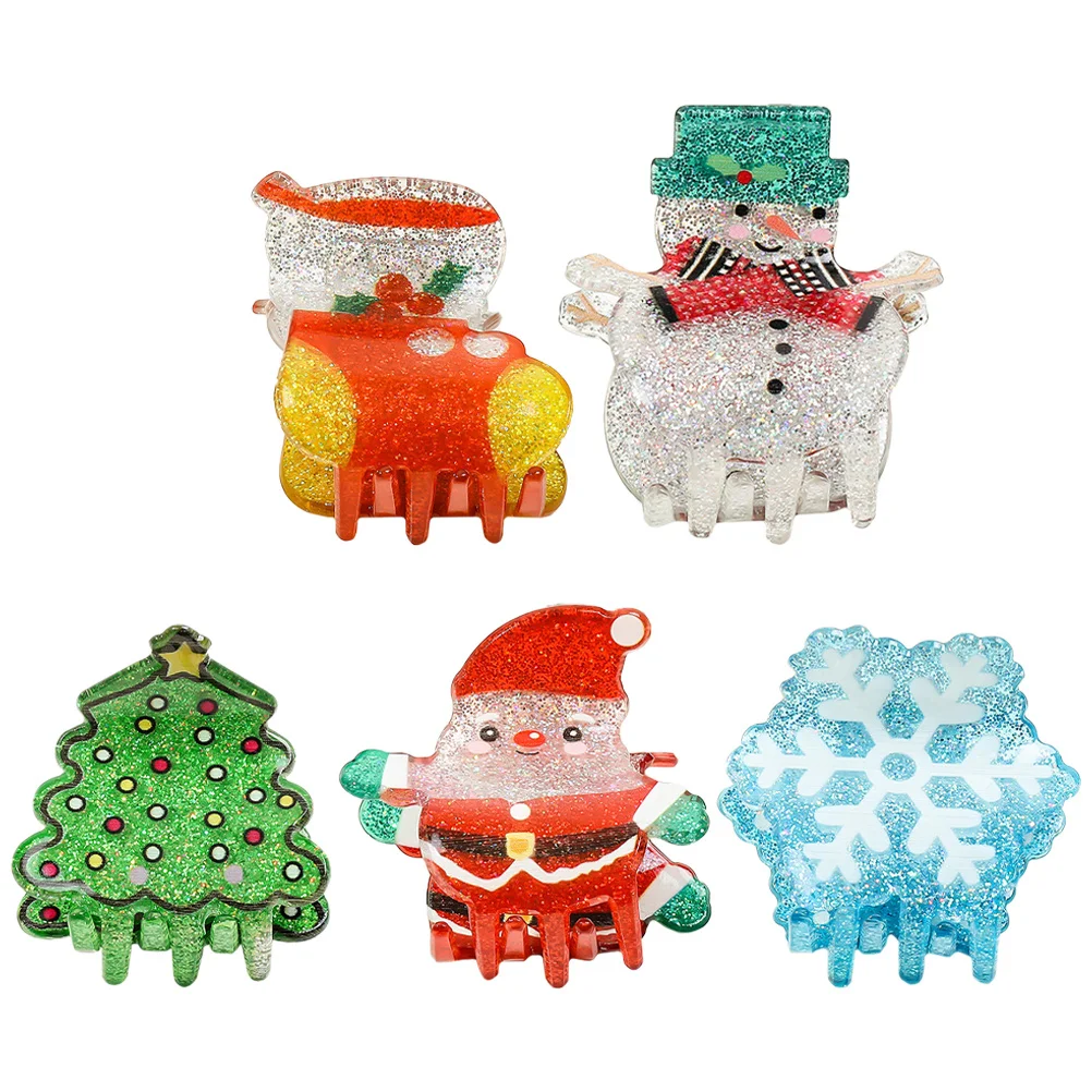 5 pçs grampos de cabelo de natal leve tubarão mandíbula garras para mulheres fino cabelo longo grampos decorativos uso festa de férias