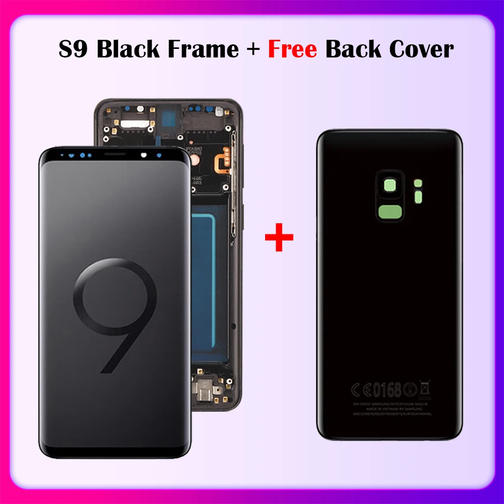 Top! Super AMOLED LCD Replacement For SAMSUNG S9 G960 G960F Display Touch Screen For S9 Plus G965 G965F Display With Back Glass