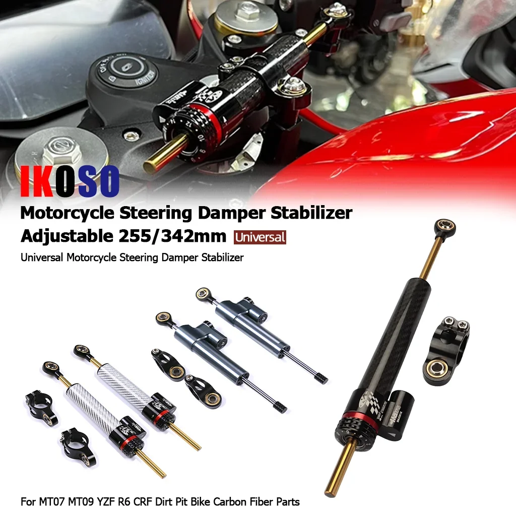

255mm 342mm Universal Motorcycle Adjustable Steering Damper Stabilizer For YAMAHA MT10 MT07 MT09 ZX6R YZF R6 CBR650R CB1000R