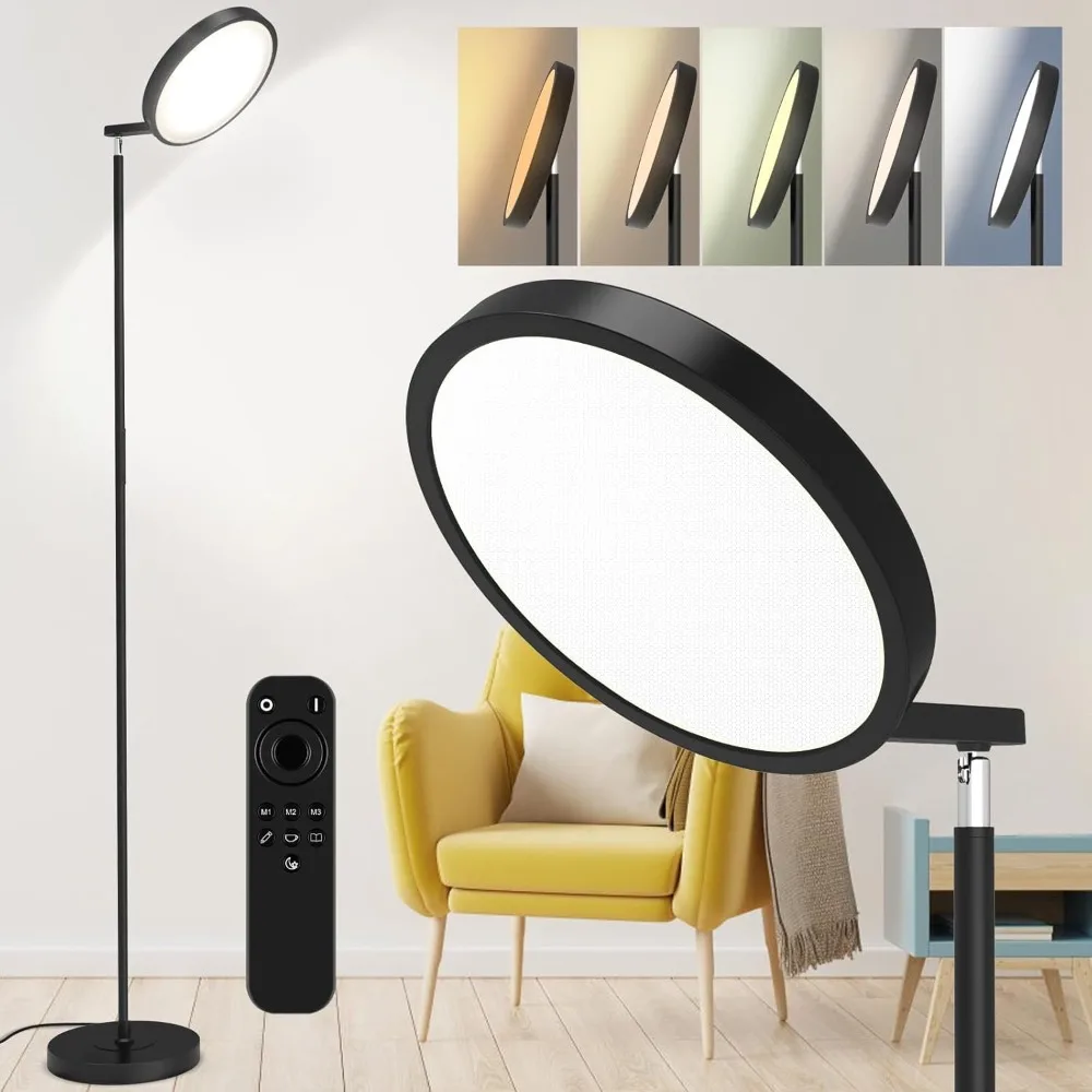 

Sky LED floor lamp with modern folding torch design, with remote control and touchpad, standing folding lamp (black folding)