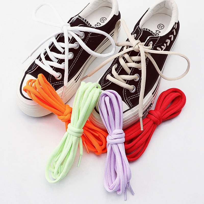 New 1 Pair Half Round High Quality Shoelaces 5mm Width Solid Color Shoelace Sneaker Classic Shoe Laces 100/120/140/160cm