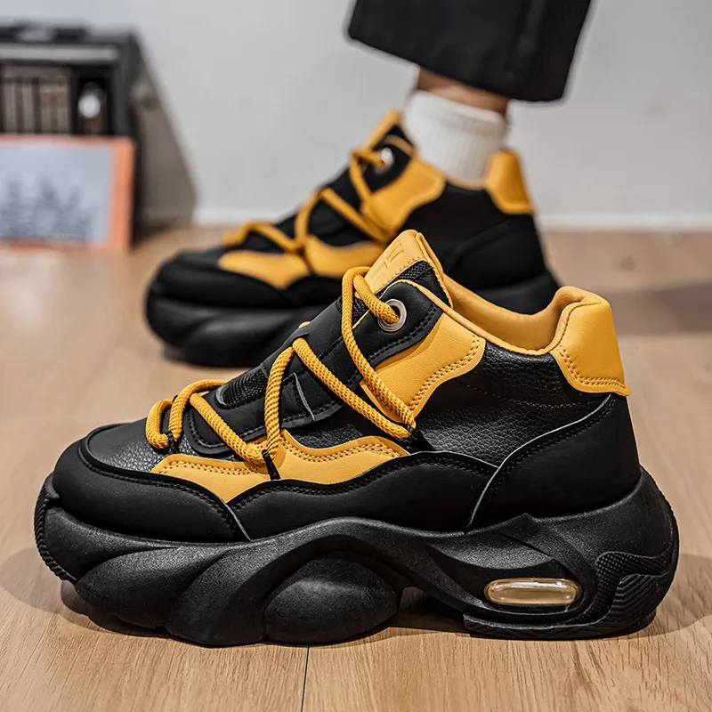 Autumn New Arrival Mens Casual Shoes Comfortable Thick Sole Man Footwear Solid Colour Outdoor Breathable Anti Slip Male Sneakers