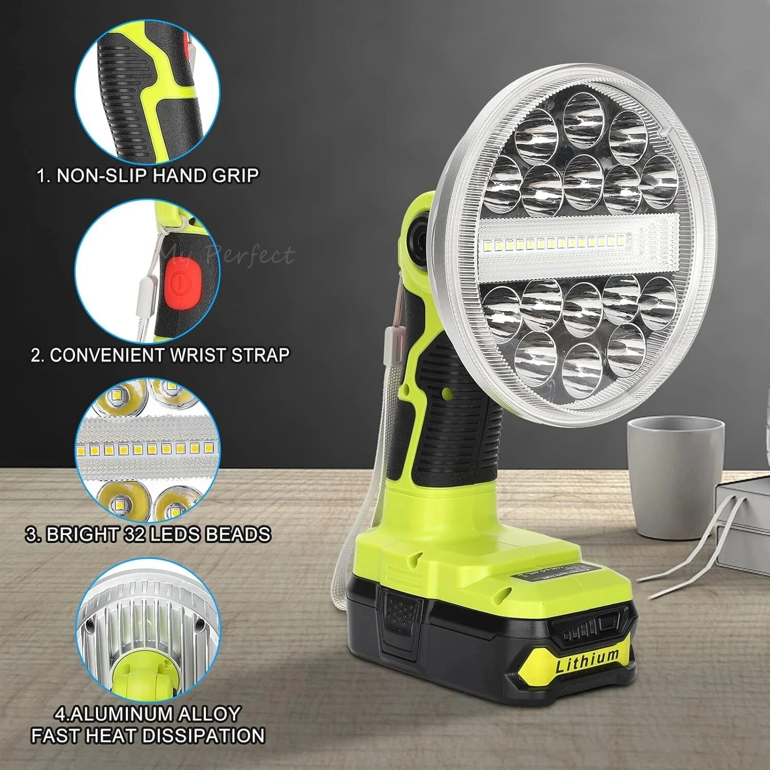 30W 2000LM LED-Arbeitsleuchte für Ryobi 18V ONE + Li-Ion NiCd NiMh Akku LED Werkstattlicht Outdoor-Handtaschenlampe Flutlicht