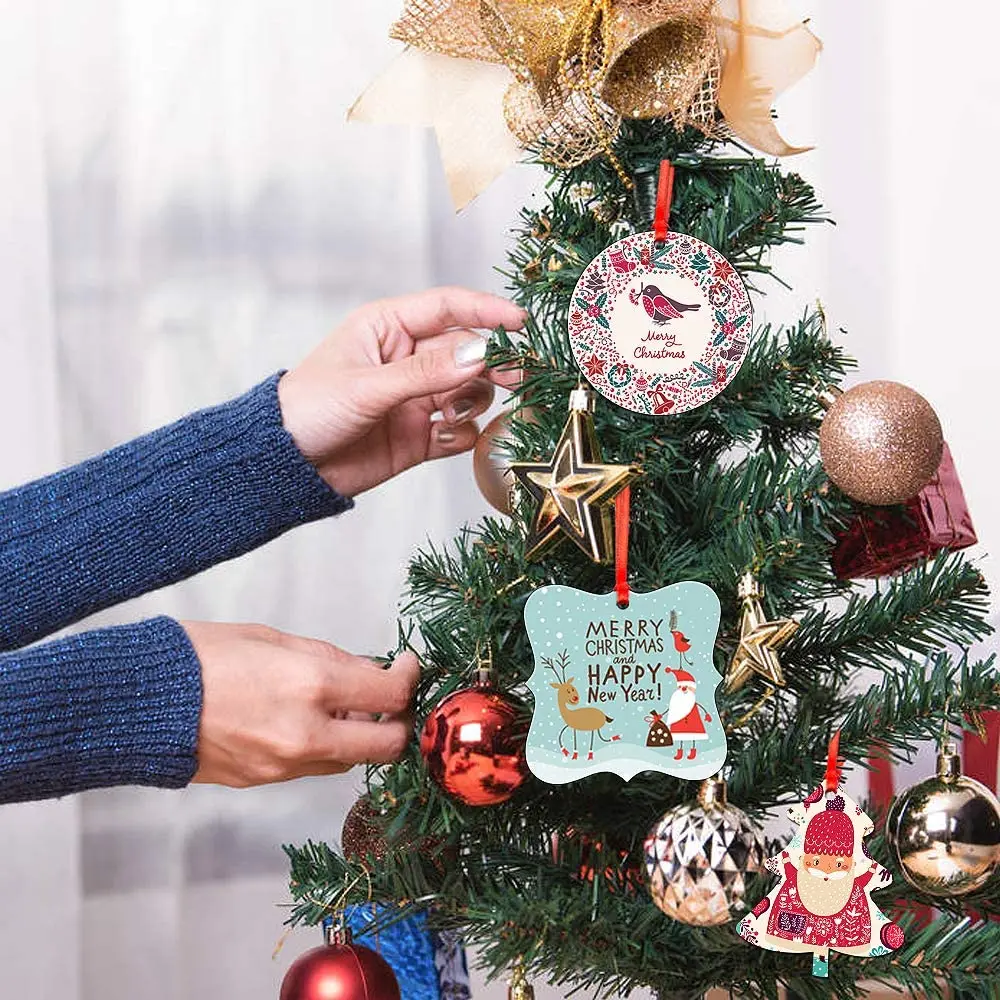 50 Stks/partij Kerstversiering Benodigdheden Benelux Mdf Sublimatie Blanco Kerstversieringen Voor Geschenken