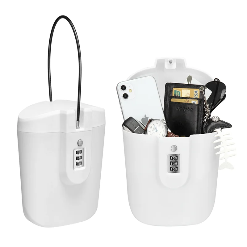 Outdoor Portable Safe Box Beach Bucket with Steel Wire Hidden Safes 3-Digit Password Lock Storage Box for Riding Sports Swimming
