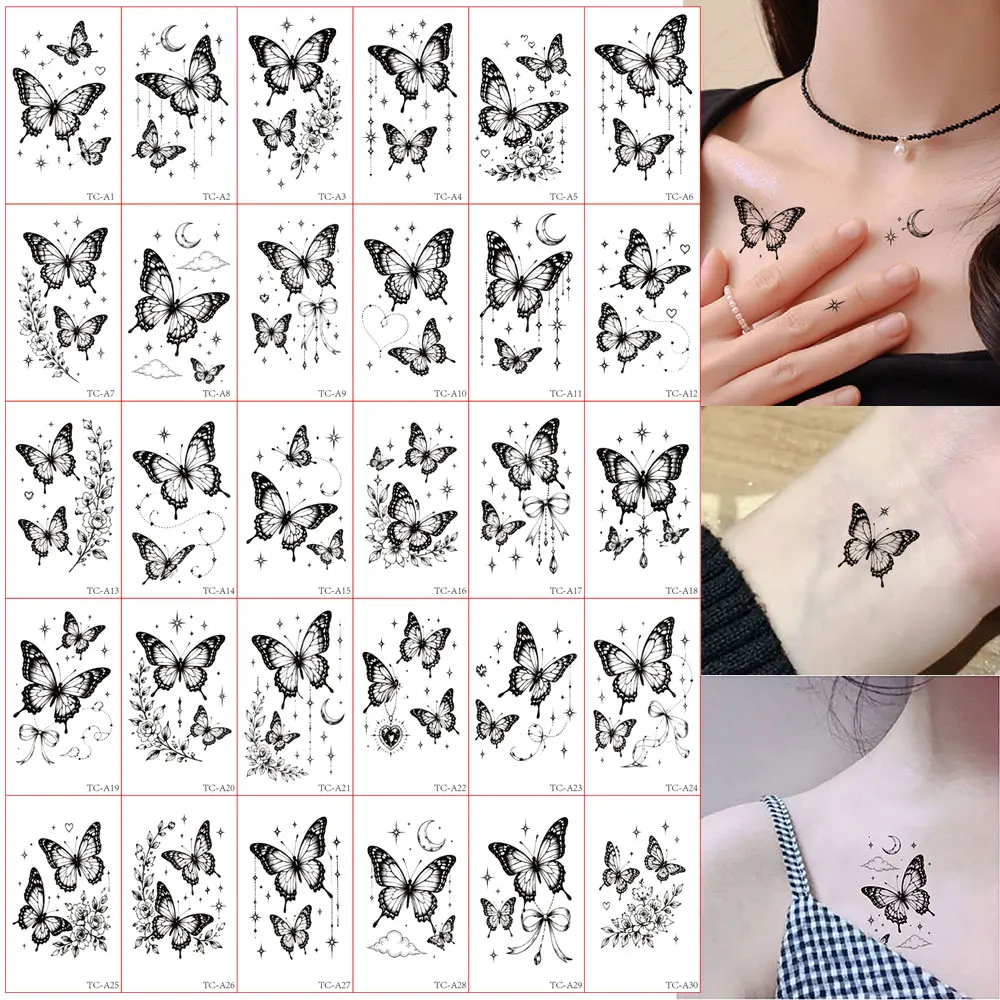 30pcs Small Pattern Tattoo Stickers Waterproof Temporary Tattoo Stickers Men And Woman Body Decor