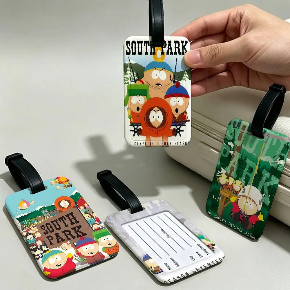 Anime S-South Park Cute Cartoon PVC Anti lost Luggage Identifier Tag Removable Information Card Holder Travel Baggage Tag