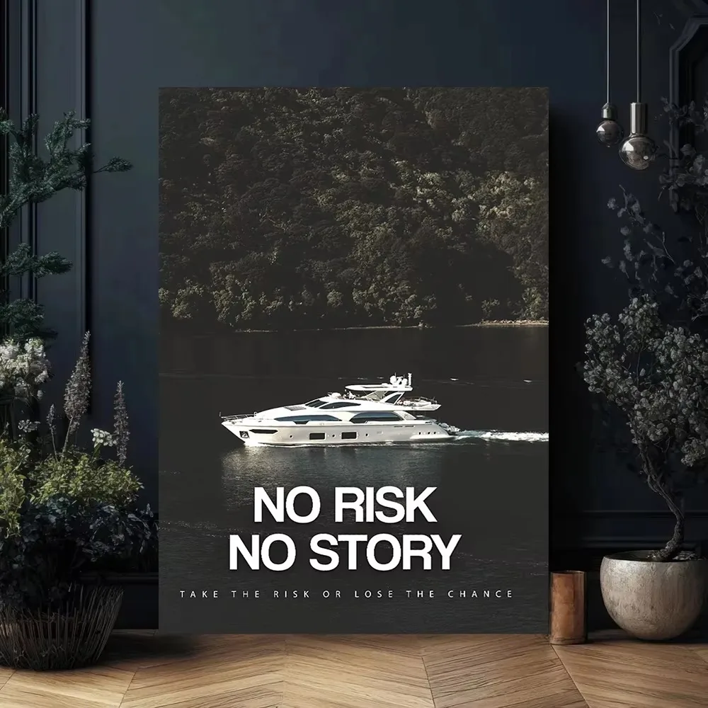Inspirational Yacht Quotes with Nature Scene Canvas Poster Prints Modern 