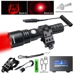 High Professional LED Flashlight Red Light for Hunting Tactical Night Scout Light Fish Light USB Rechargeable Waterproof Torch