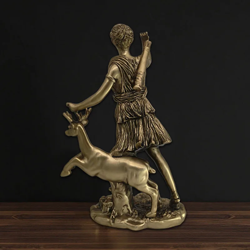 Retro Resin Goddess Of The Hunt Sculptures And Figurines Handicraft Home Decorations Creativity TV Stand Office Desktop Ornament