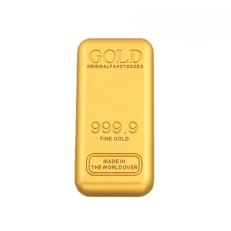 1pc Realistic Golden Bar - Heavy-Duty Metal Replica with Realistic Appearance & Weight, Elegant Home Decor for Office Display