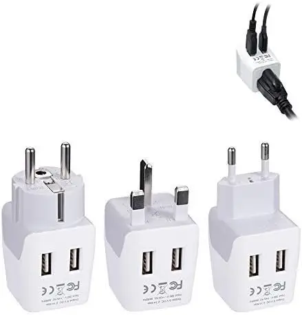 

Complete European Set Travel Pter Plug By With Dual Usb - Type G, E/F, C - London - Usa Input - Light Weight - Perfect For Cell