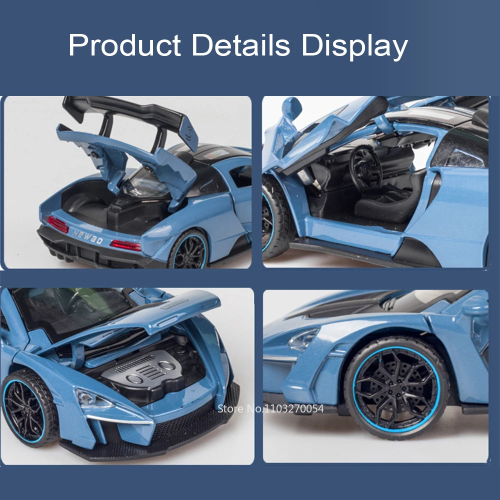 1:32 Senna 720S F1 Legering Supercar Diecast Model Speelgoed met Lichte Muziek Trek Deuren Geopend Minaiture Auto Kind kerstcadeau