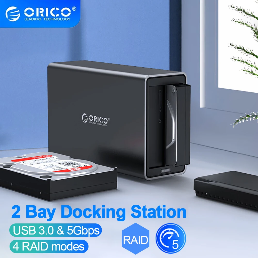 ORICO NS Series 3.5\'\' USB3.0 with RAID HDD Docking Station Aluminum HDD Enclosure Support 48W Power Adapter HDD Case