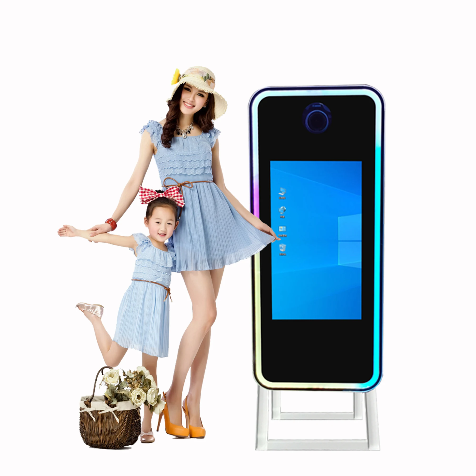 40-дюймовое волшебное зеркало для селфи с программным обеспечением для принтера Touch «все в одном» для свадьбы и мероприятий